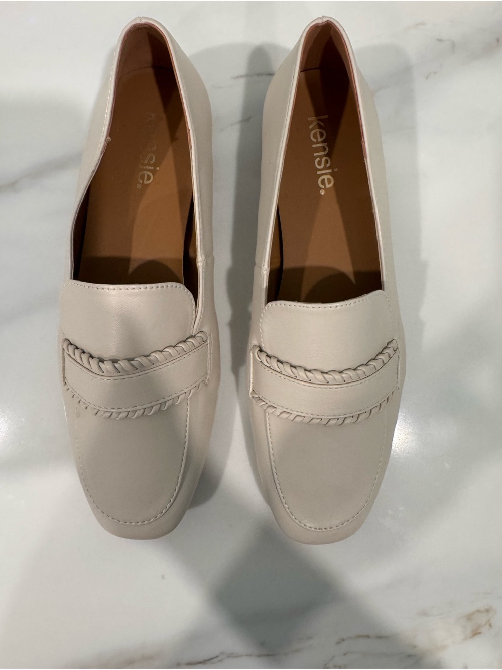 Kensie Off-White Braided Penny Loafers - Women's Slip-On Flats